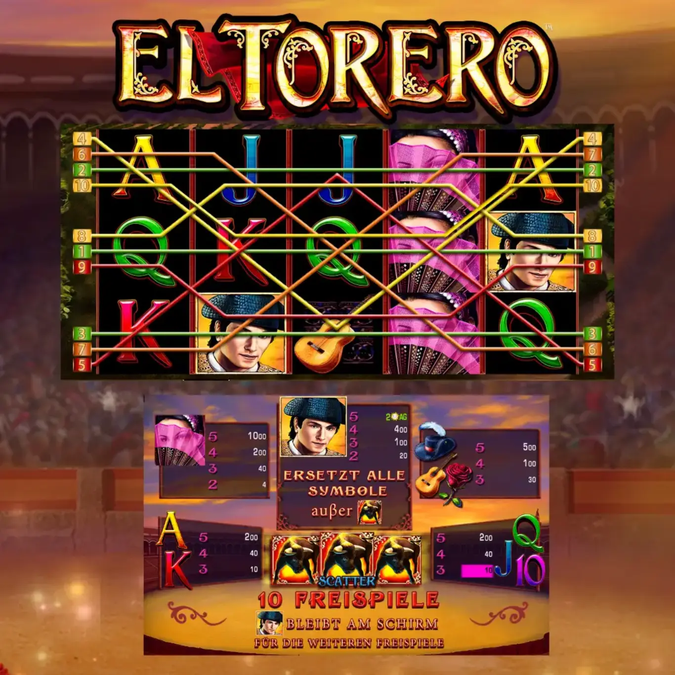 Gewinnlinien und Spielplan